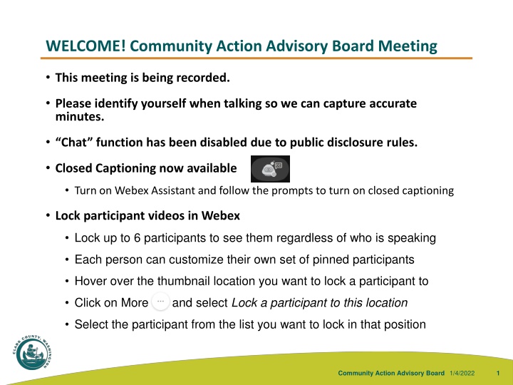 welcome community action advisory board meeting