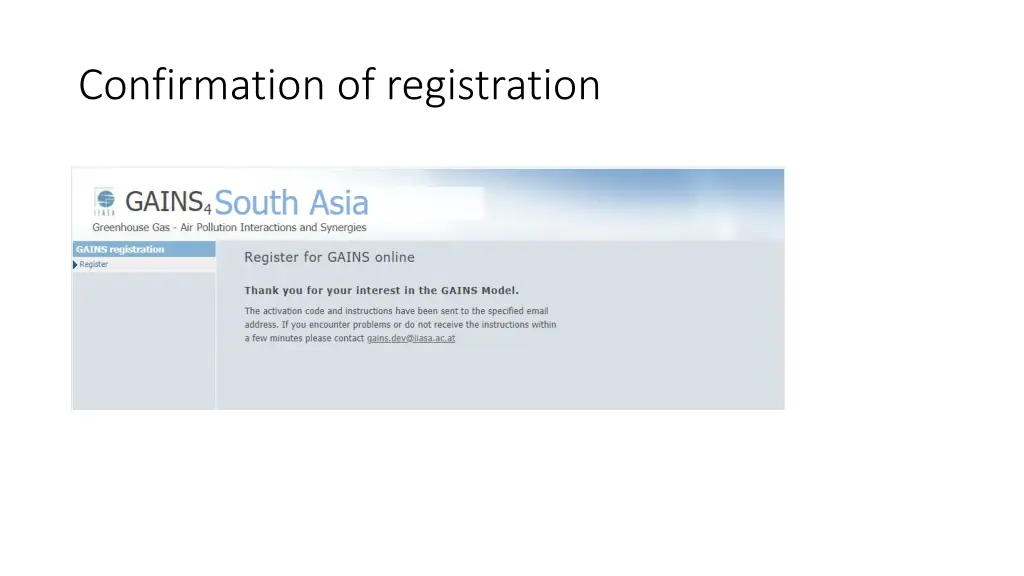 confirmation of registration