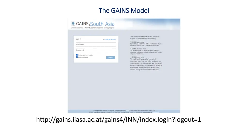 the gains model the gains model