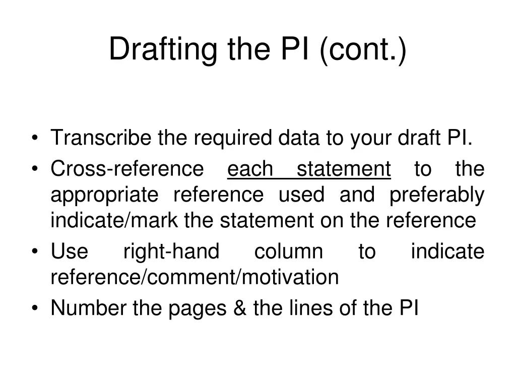 drafting the pi cont