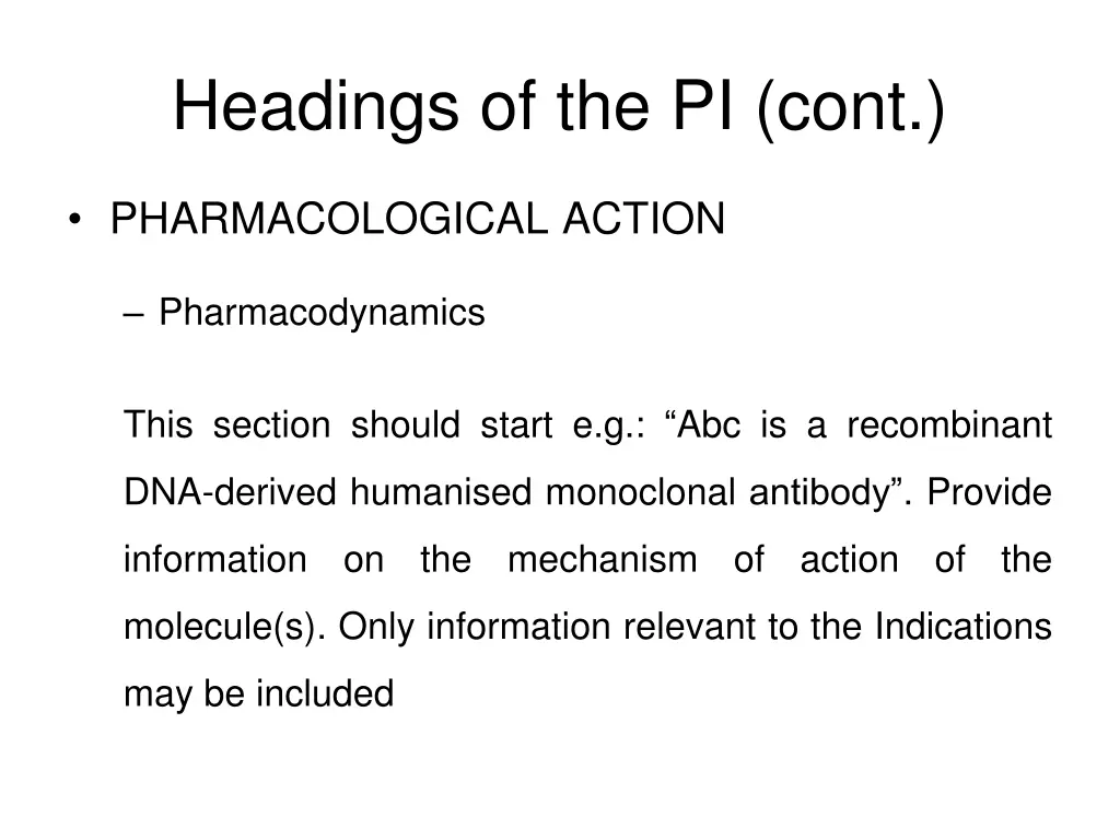 headings of the pi cont 1