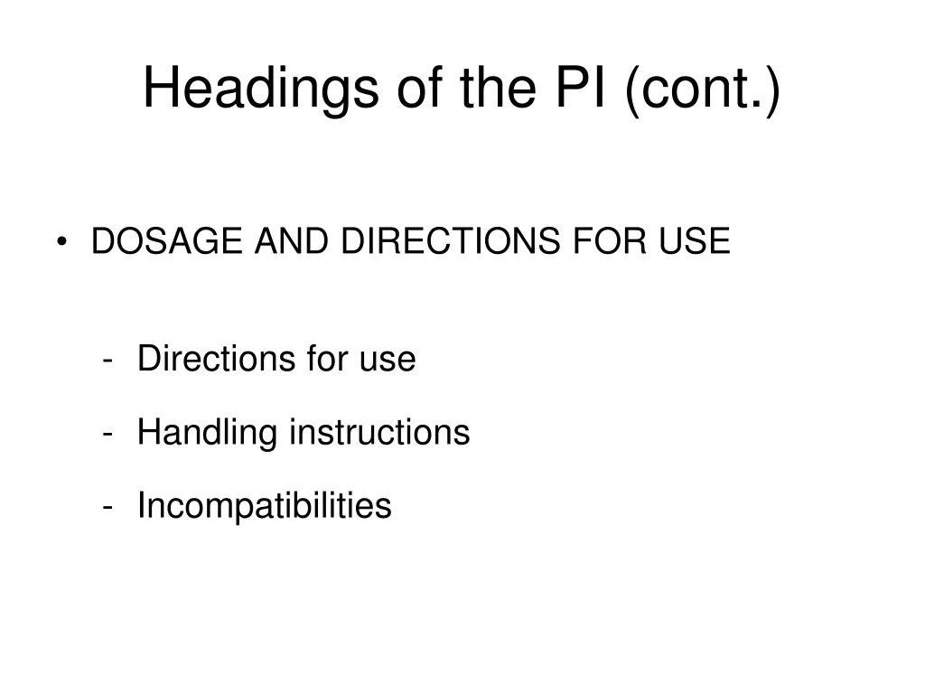 headings of the pi cont 11