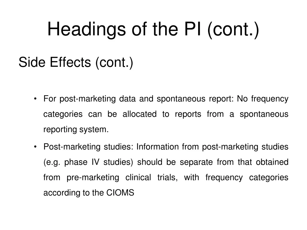 headings of the pi cont 14