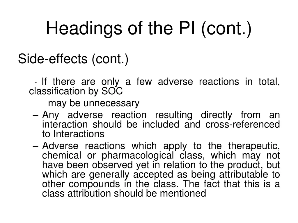 headings of the pi cont 16