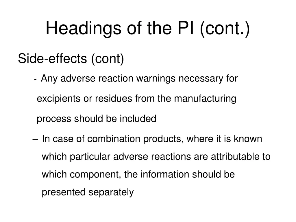 headings of the pi cont 17