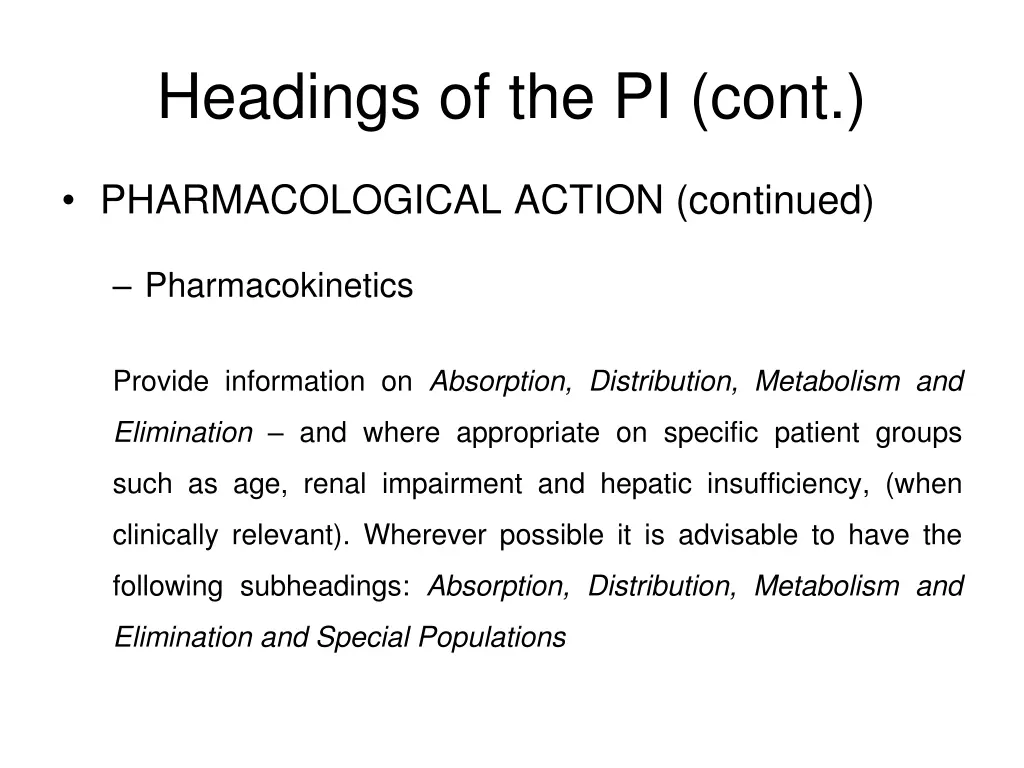 headings of the pi cont 2