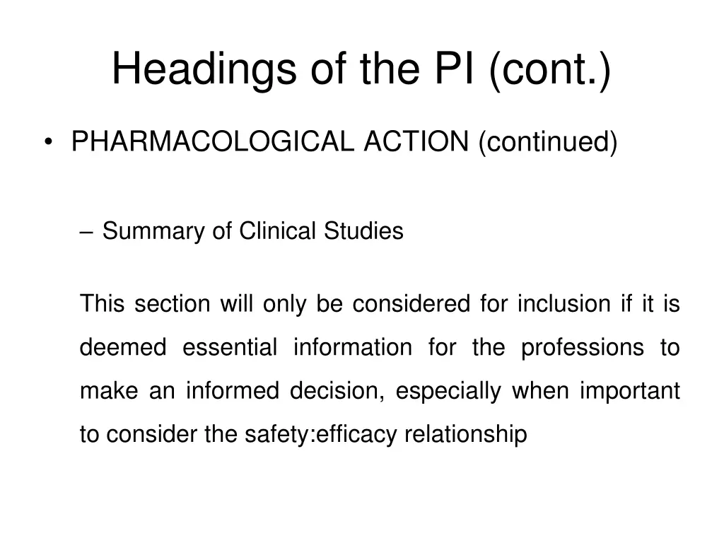 headings of the pi cont 3