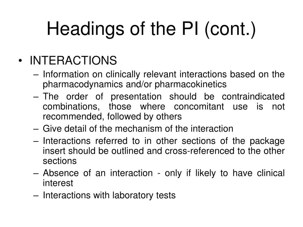 headings of the pi cont 6