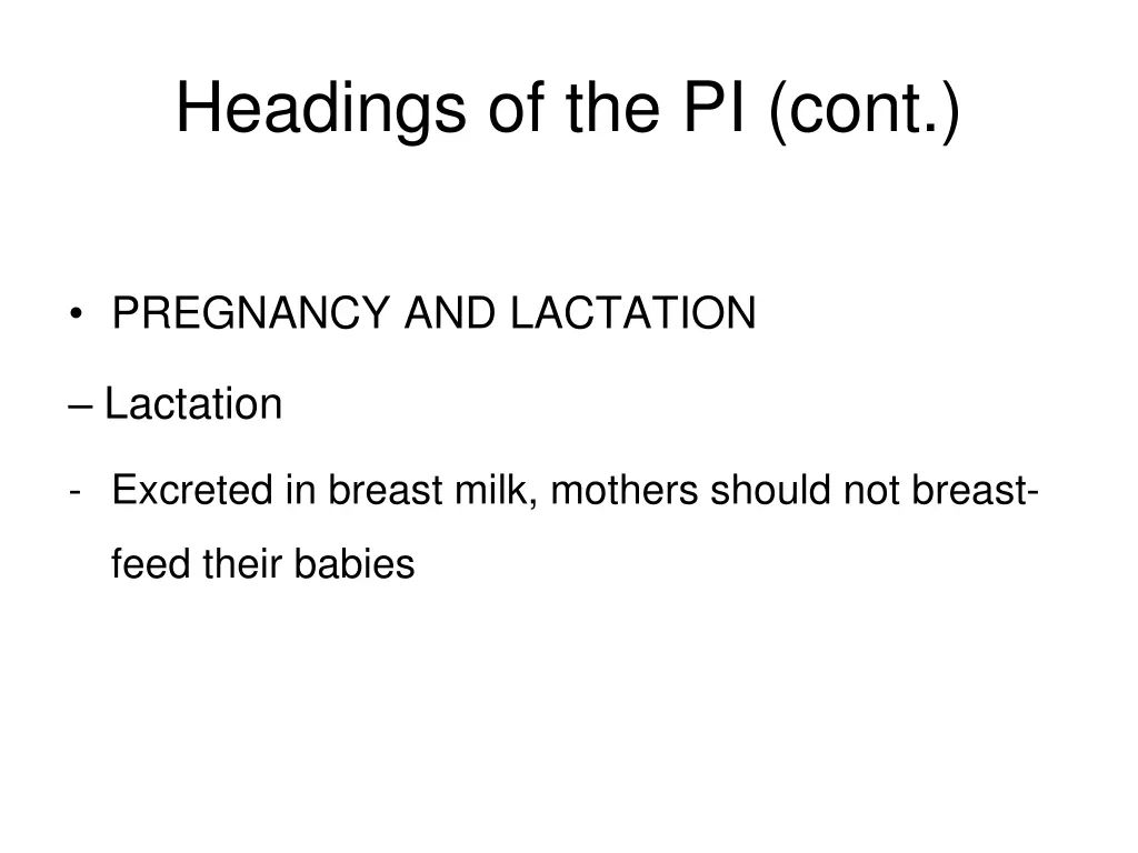 headings of the pi cont 9