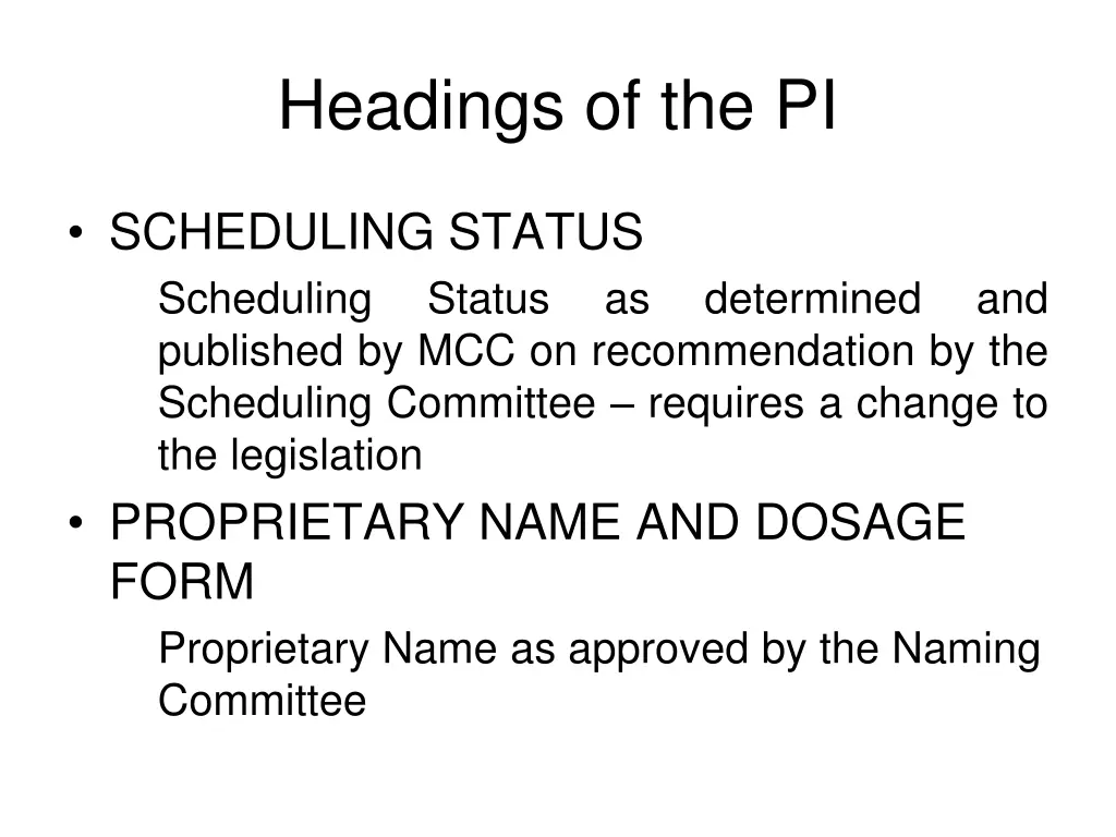 headings of the pi