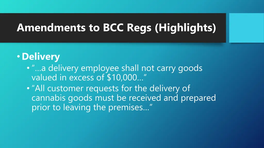 amendments to bcc regs highlights 2