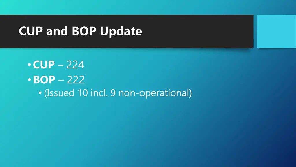 cup and bop update