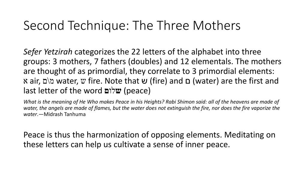 second technique the three mothers