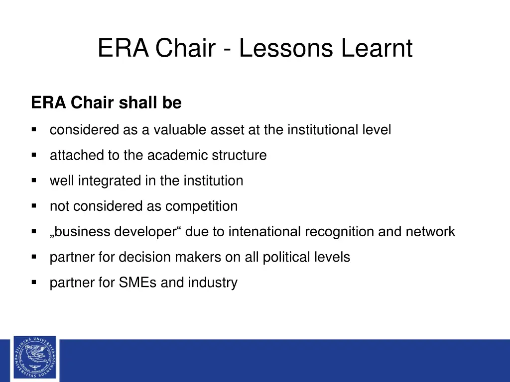 era chair lessons learnt