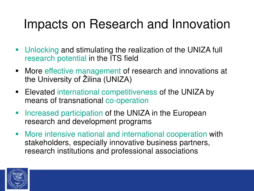 impacts on research and innovation