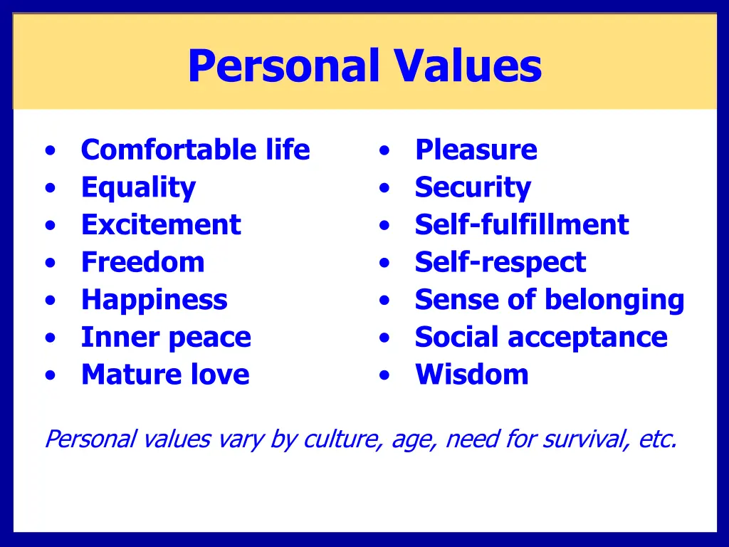 personal values