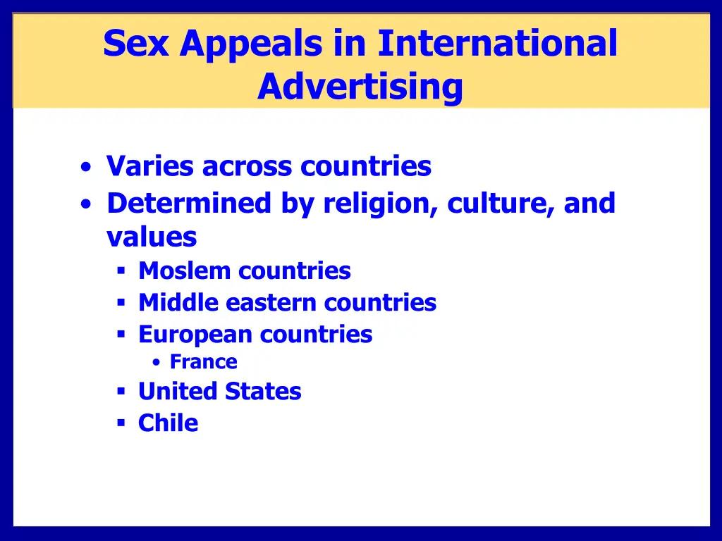 sex appeals in international advertising