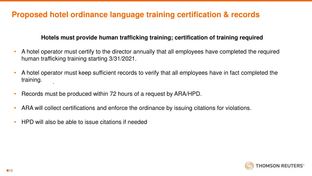 proposed hotel ordinance language training 1