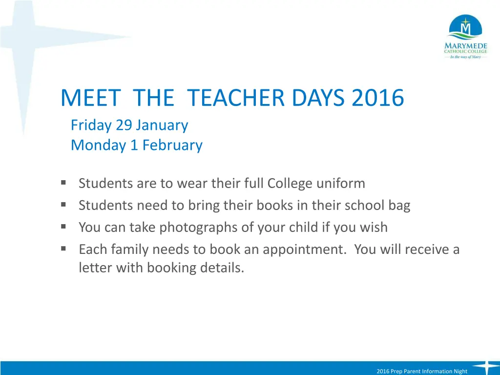 meet the teacher days 2016 friday 29 january