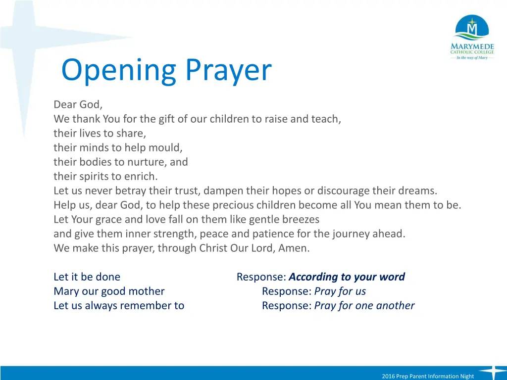 opening prayer