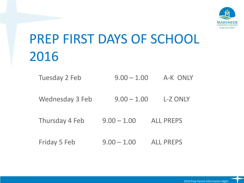 prep first days of school 2016