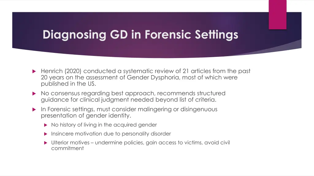 diagnosing gd in forensic settings