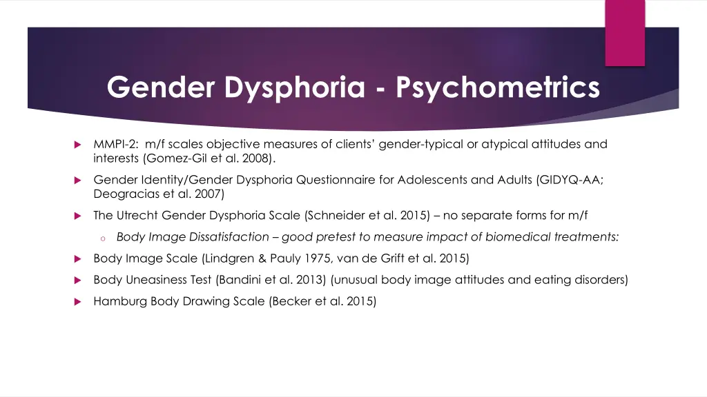 gender dysphoria psychometrics