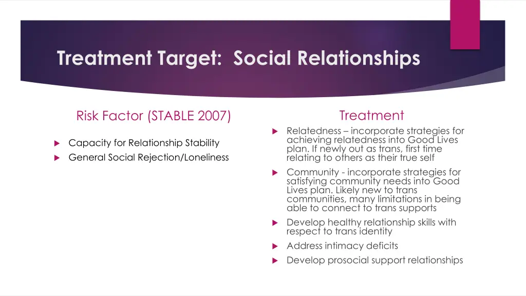 treatment target social relationships