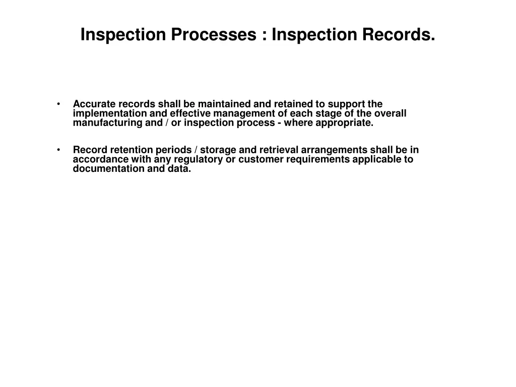 inspection processes inspection records