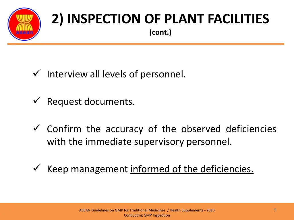 2 inspection of plant facilities cont