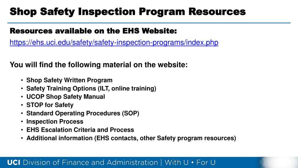 shop safety inspection program resources shop