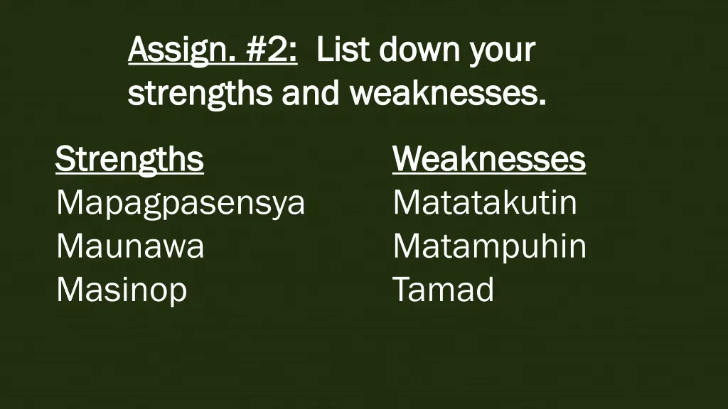 assign 2 assign 2 list down your list down your