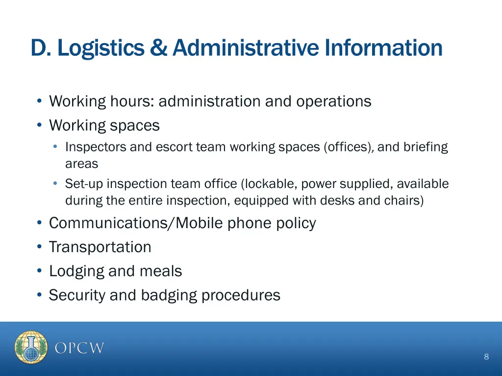 d logistics administrative information