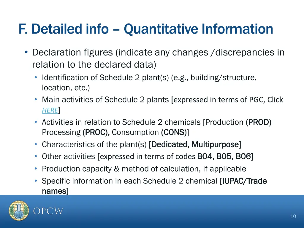 f detailed info quantitative information