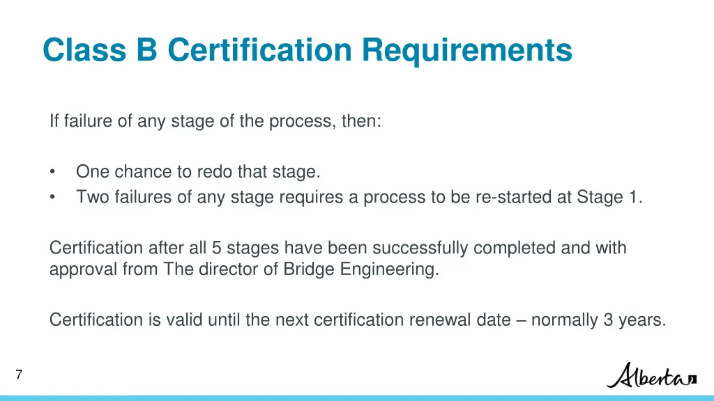 class b certification requirements 3