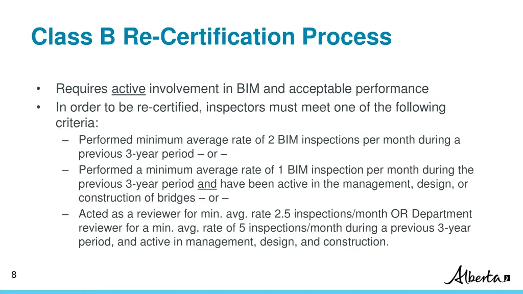 class b re certification process