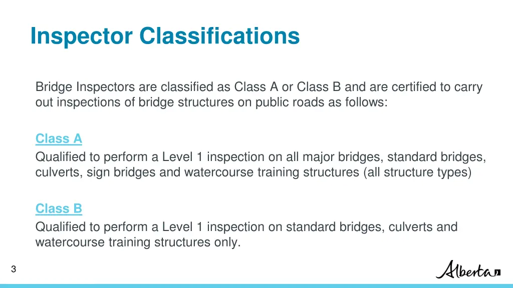 inspector classifications