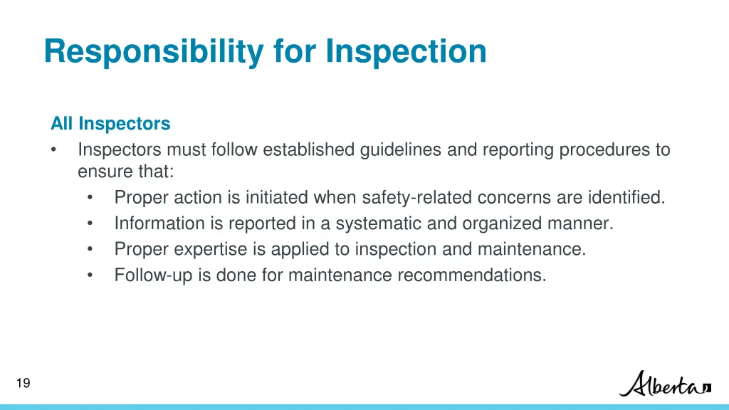 responsibility for inspection 3