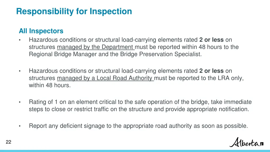 responsibility for inspection 6