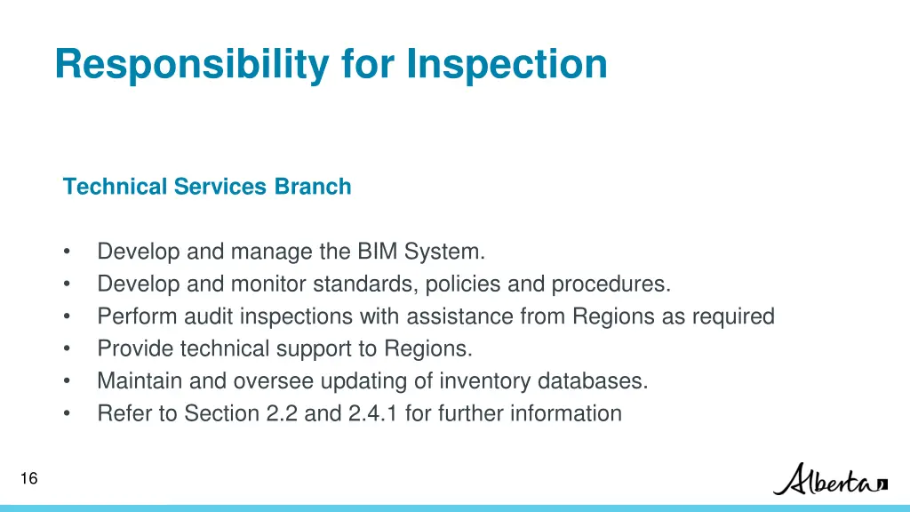 responsibility for inspection