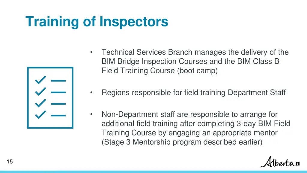 training of inspectors