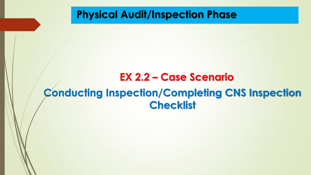 physical audit inspection phase 12