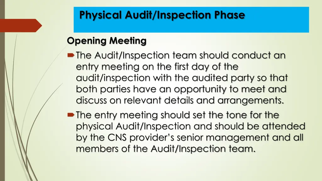 physical audit inspection phase 2