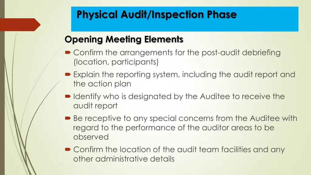 physical audit inspection phase 4