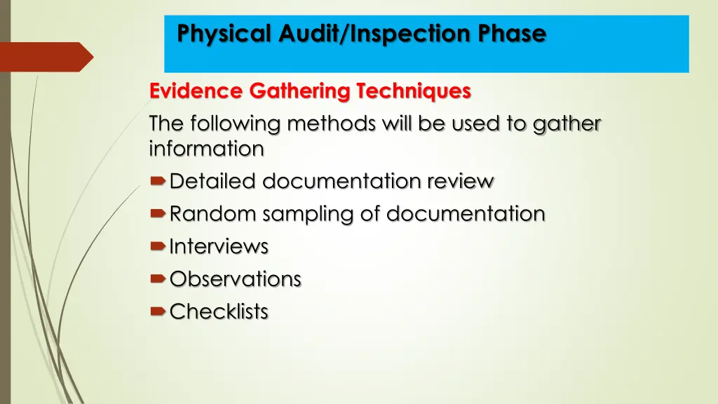 physical audit inspection phase 5