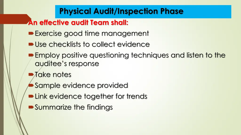 physical audit inspection phase an effective