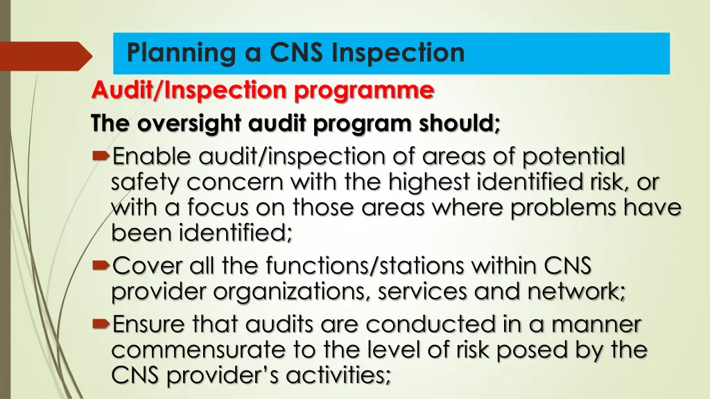 planning a cns inspection audit inspection 1