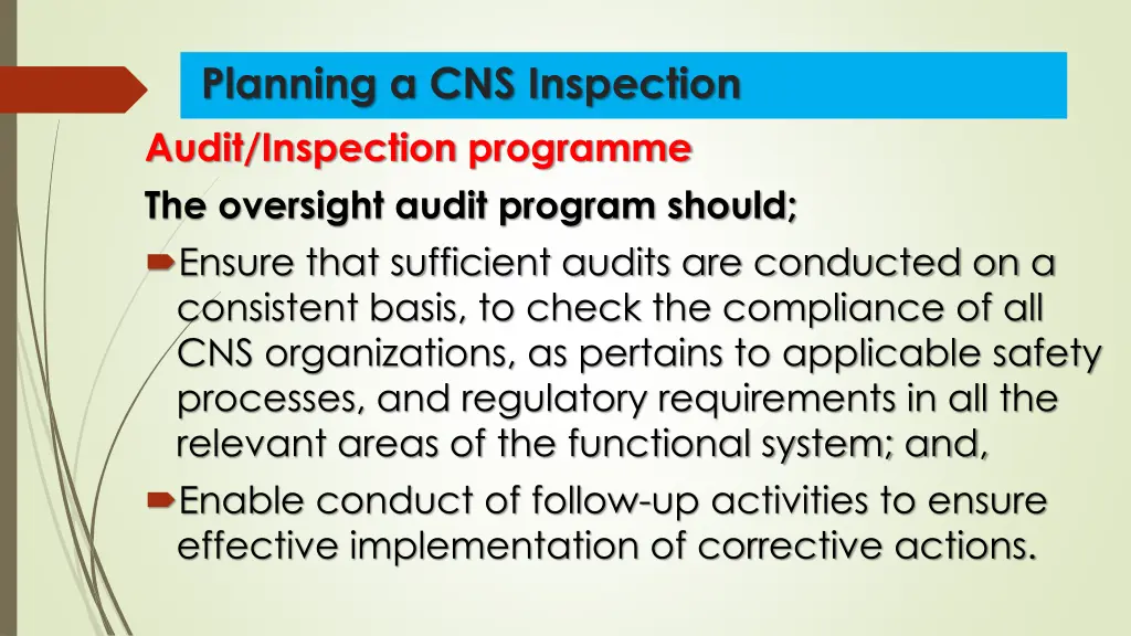 planning a cns inspection audit inspection 2