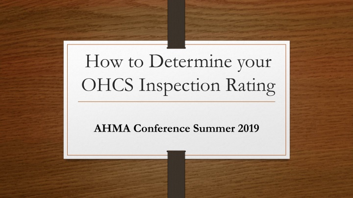 how to determine your ohcs inspection rating