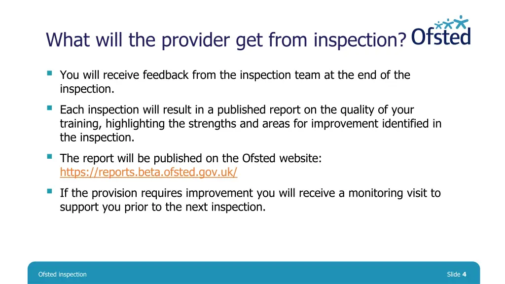 what will the provider get from inspection